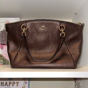 Coach Kelsey Satchel in Bronze Metallic Pebble
